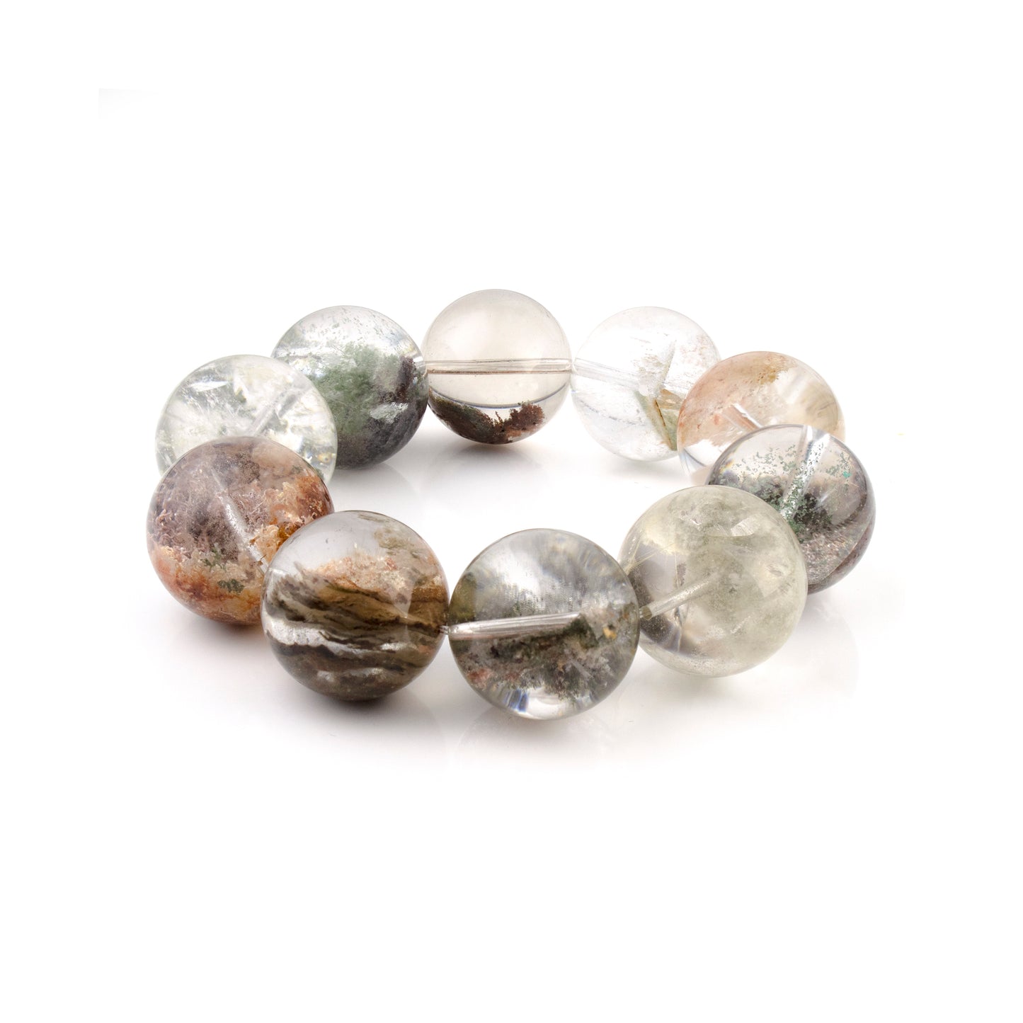 Auralyn Custom Four-Seasons Garden Phantom Quartz Bracelet, 20–21mm “Half-Bowl/Flower Phantom” Large Beads, Natural Multi-Mineral Landscapes, Handmade Energy Jewelry for Renewal, Clarity & Abundance — Ships in 15 Days