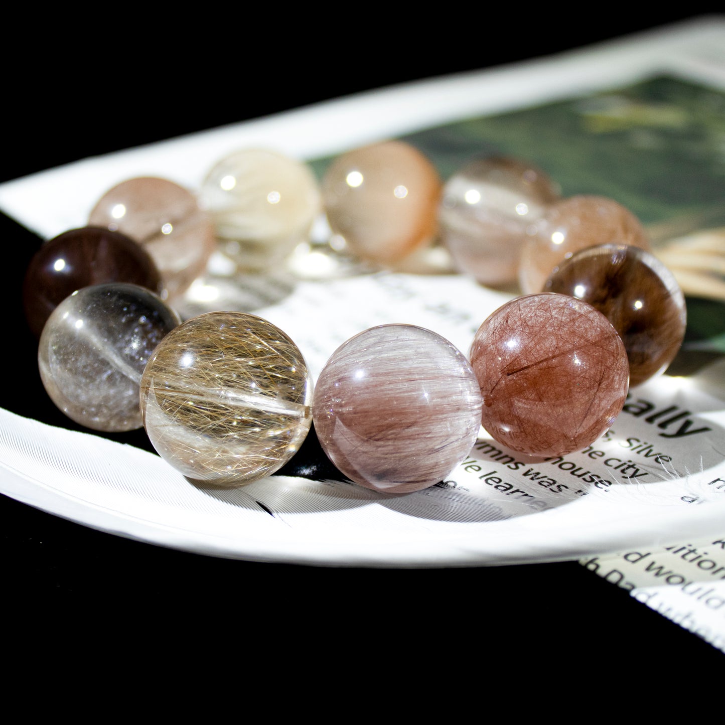 Auralyn Custom — “Solar Veil” Madagascar Hair Quartz Bracelet | 18–19mm Radiant Golden Threads Crystal Beads | Luxury Handmade Energy Jewelry for Brilliance, Confidence & Gifting