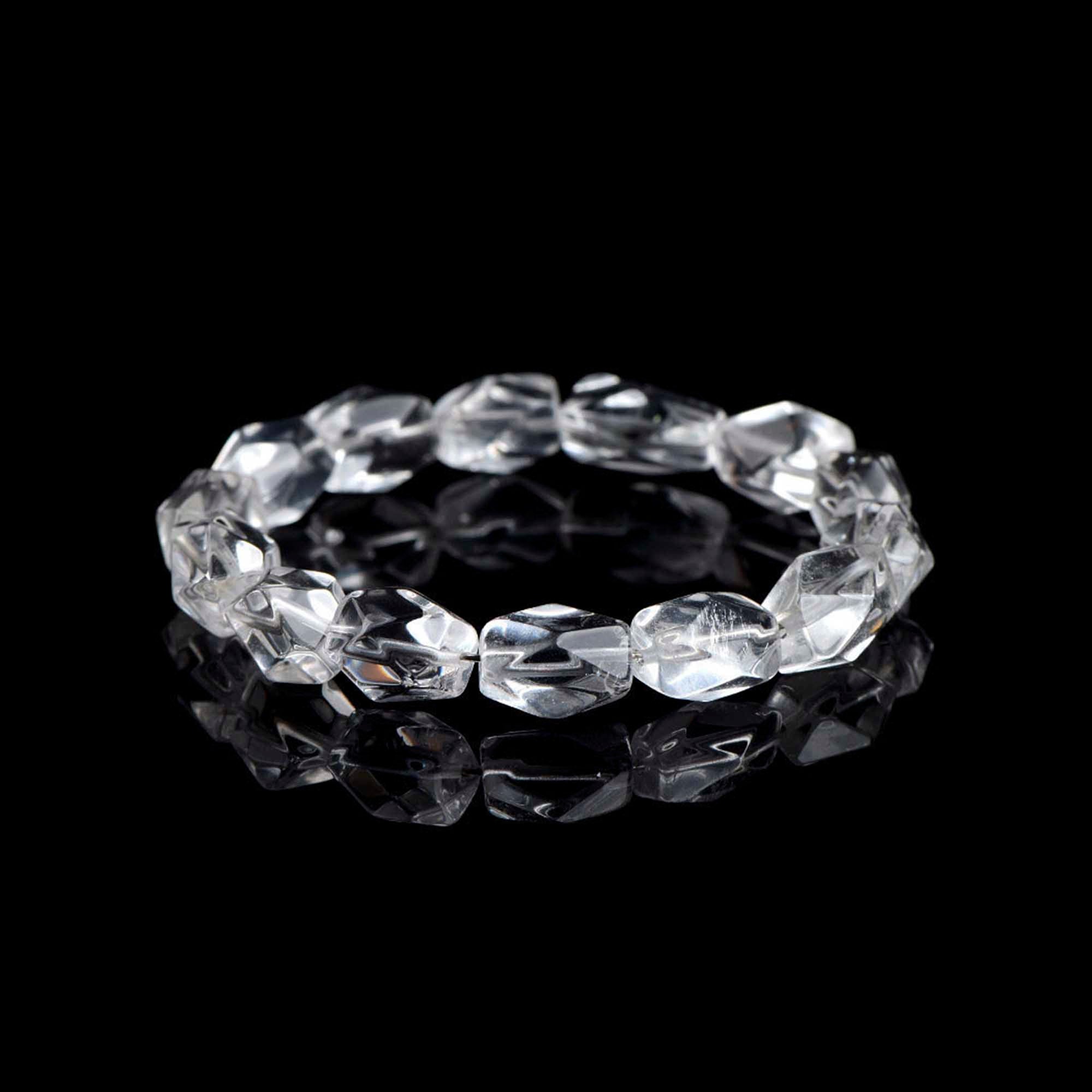 Auralyn Tarot The Fool Clear Quartz Tube Crystal Bracelet,12mm-14mm, Natural Irregular Cylinder Beads, Handmade Energy Jewelry for New Beginnings, Clarity & Intention Setting