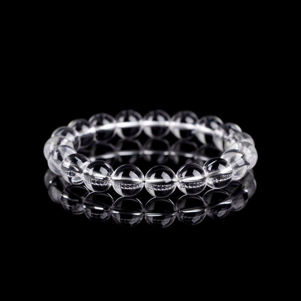 Auralyn Healing Clear Quartz Crystal Bracelet, 12–13mm Natural Clear Quartz Beads, Handmade Energy Jewelry for Clarity, Cleansing & Calm