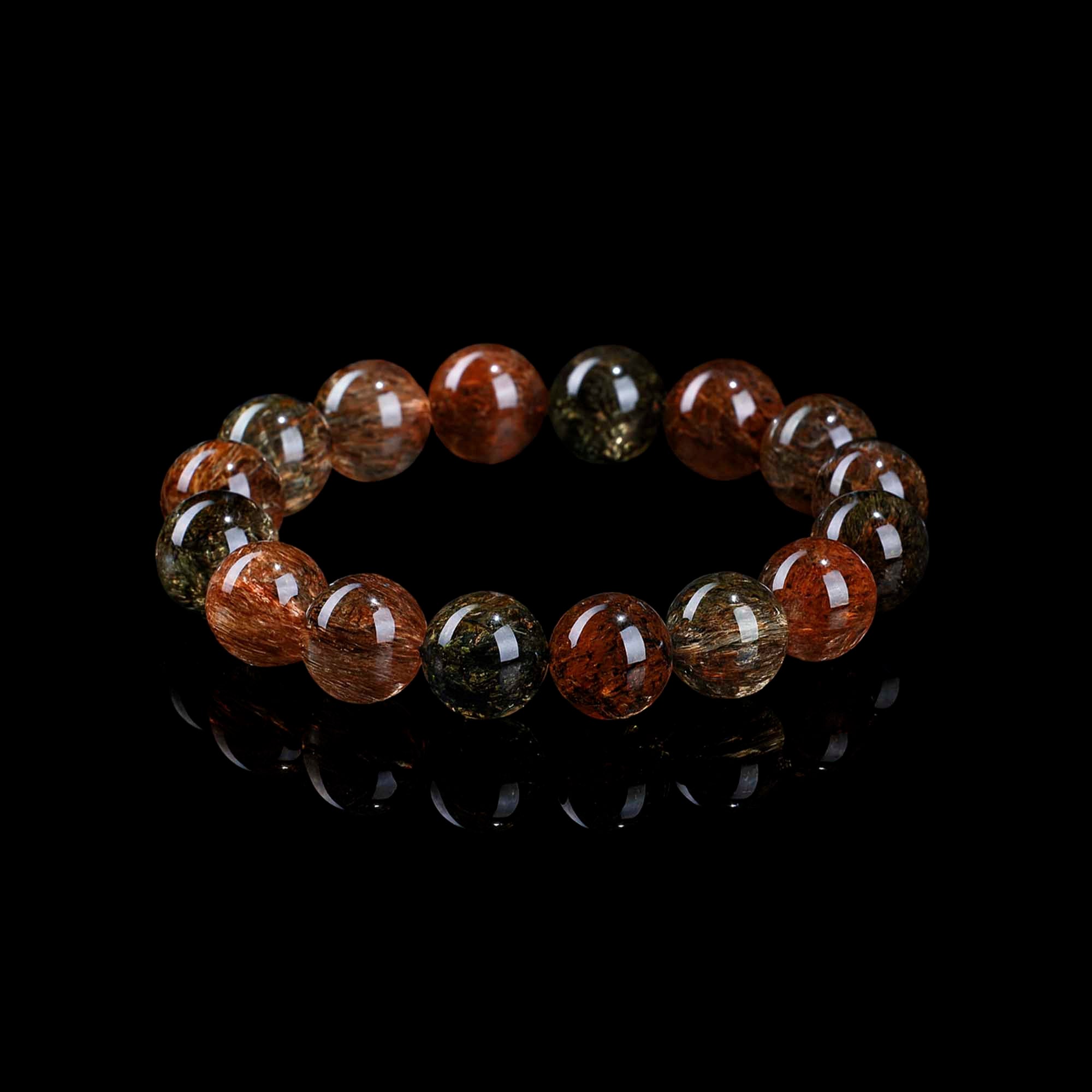 Auralyn Healing Black-Gold Super Seven Crystal Bracelet, 13–14mm Full-Body Super Seven Beads, Handmade Energy Jewelry for Protection, Focus & Deep Healing