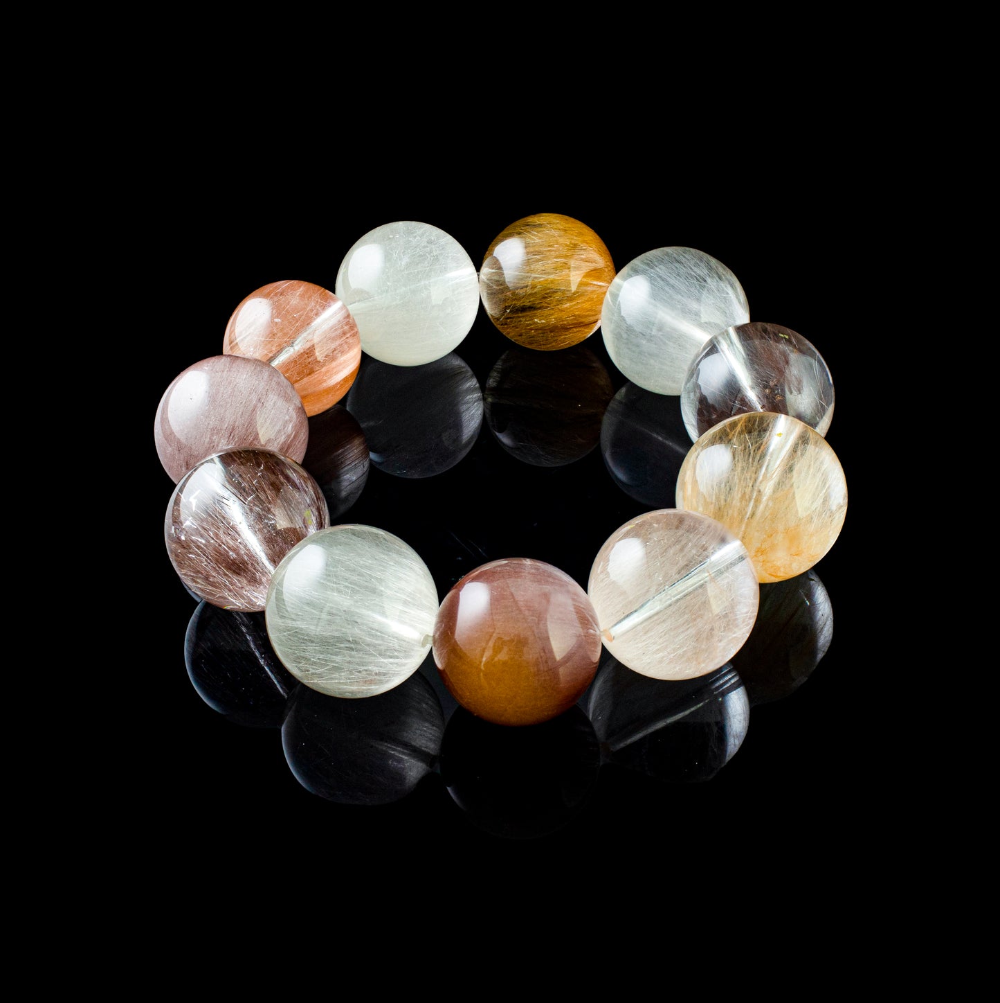 Auralyn Custom — “Solar Veil” Madagascar Hair Quartz Bracelet | 18–19mm Radiant Golden Threads Crystal Beads | Luxury Handmade Energy Jewelry for Brilliance, Confidence & Gifting