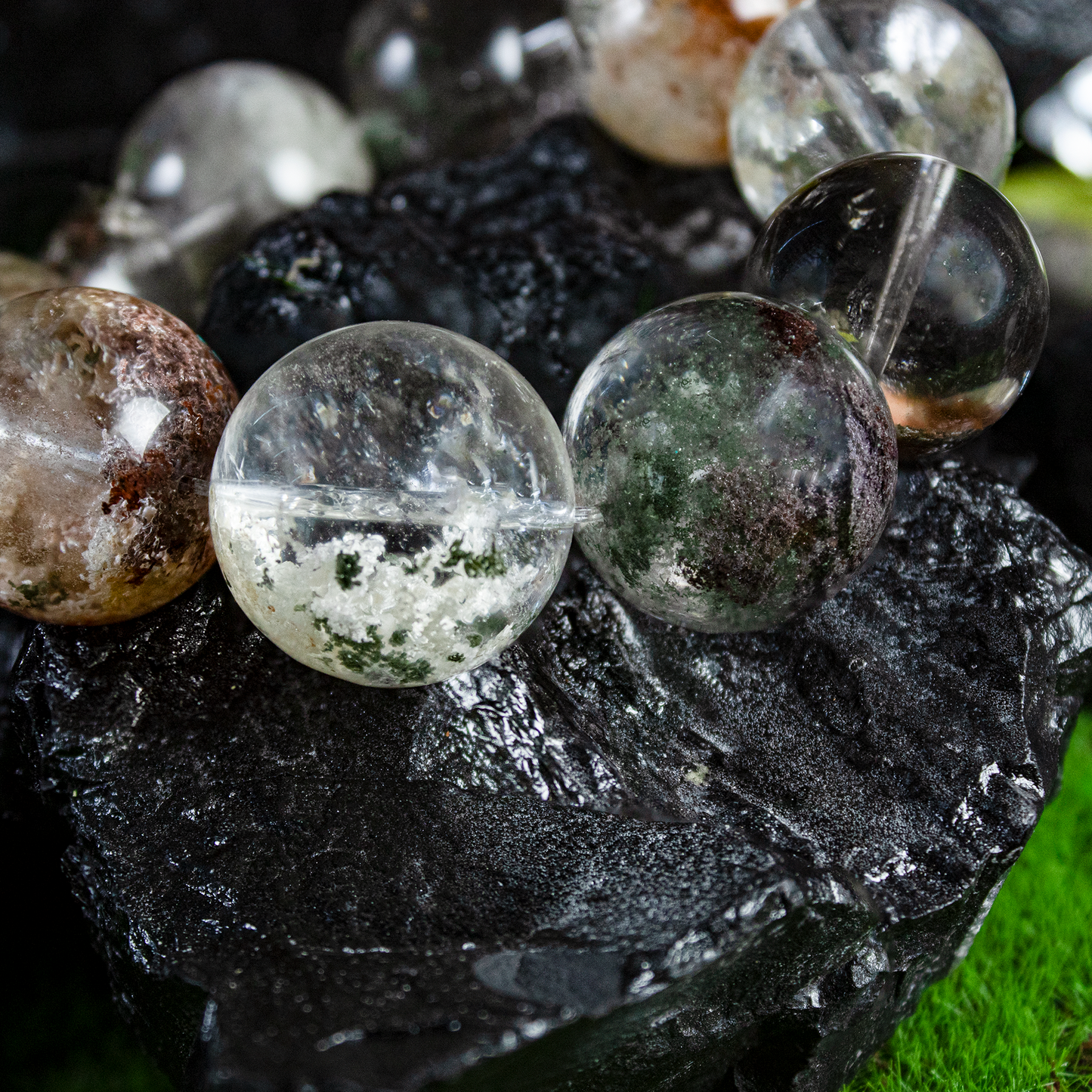 Auralyn Custom Four-Seasons Garden Phantom Quartz Bracelet, 20–21mm “Half-Bowl/Flower Phantom” Large Beads, Natural Multi-Mineral Landscapes, Handmade Energy Jewelry for Renewal, Clarity & Abundance — Ships in 15 Days