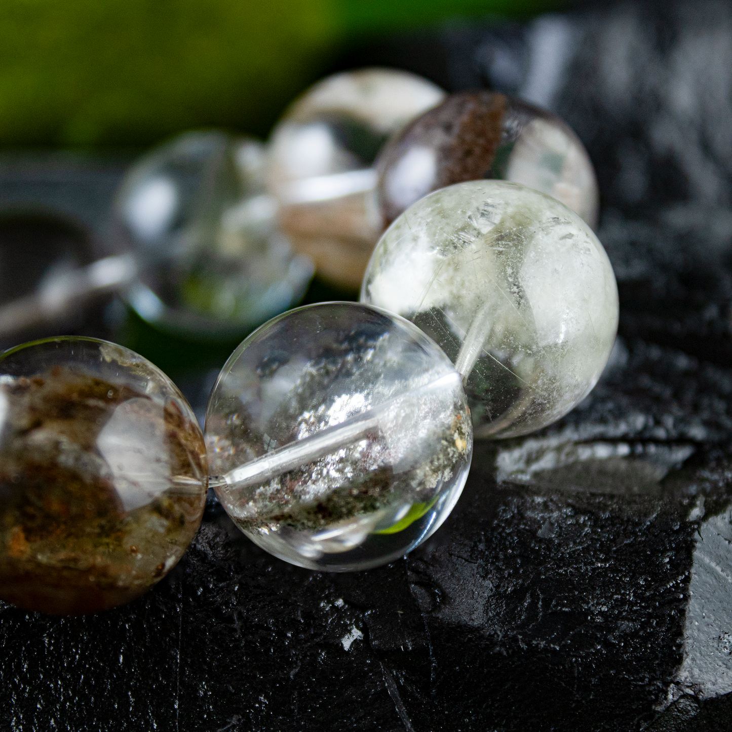 Auralyn Custom Four-Seasons Garden Phantom Quartz Bracelet, 20–21mm “Half-Bowl/Flower Phantom” Large Beads, Natural Multi-Mineral Landscapes, Handmade Energy Jewelry for Renewal, Clarity & Abundance — Ships in 15 Days