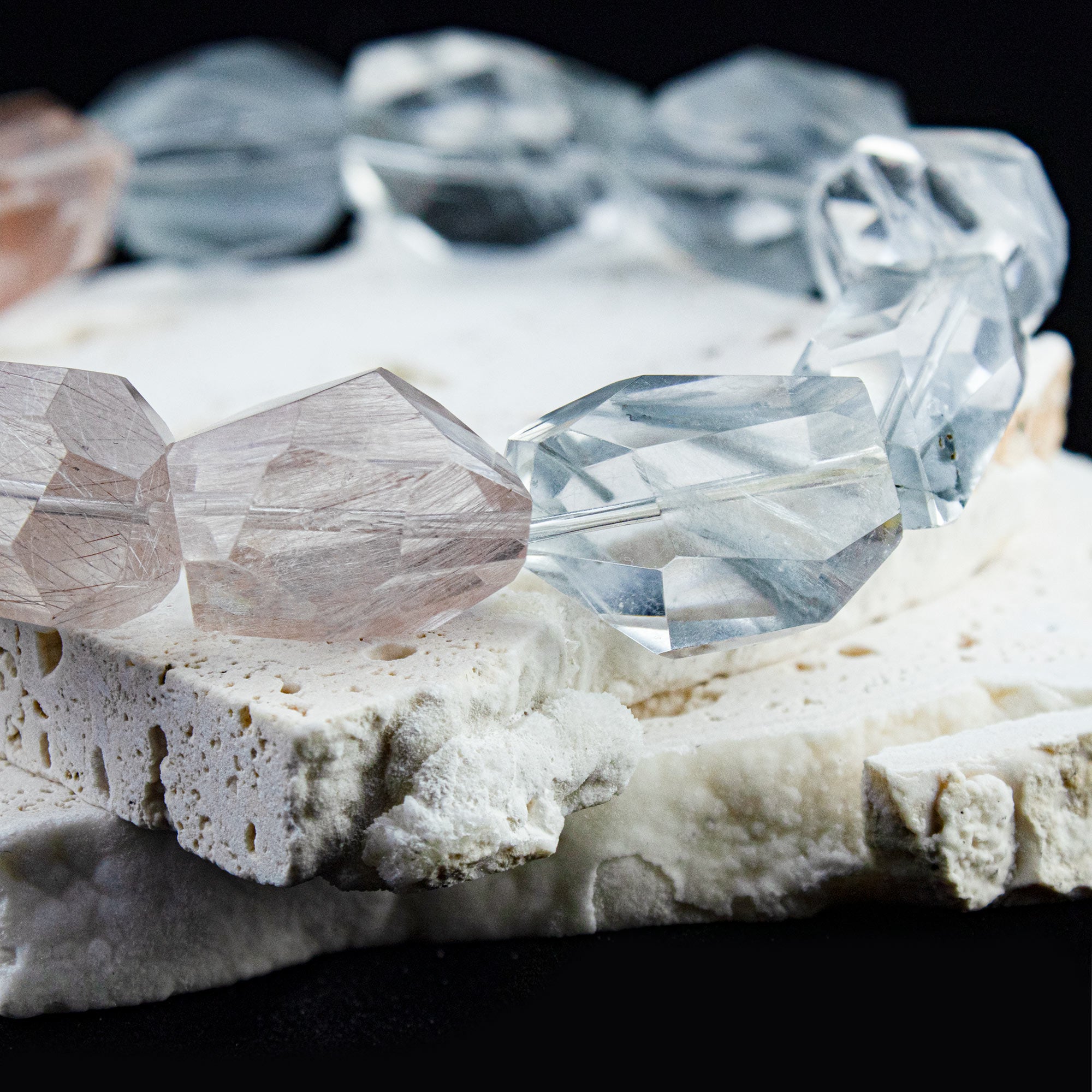 Auralyn Custom — “Glacier Rose” Blue & Pink Rabbit-Hair Rutilated Quartz Bracelet | 12–15mm Faceted Beads | Handmade Energy Jewelry for Calm Clarity & Heart-Led Confidence