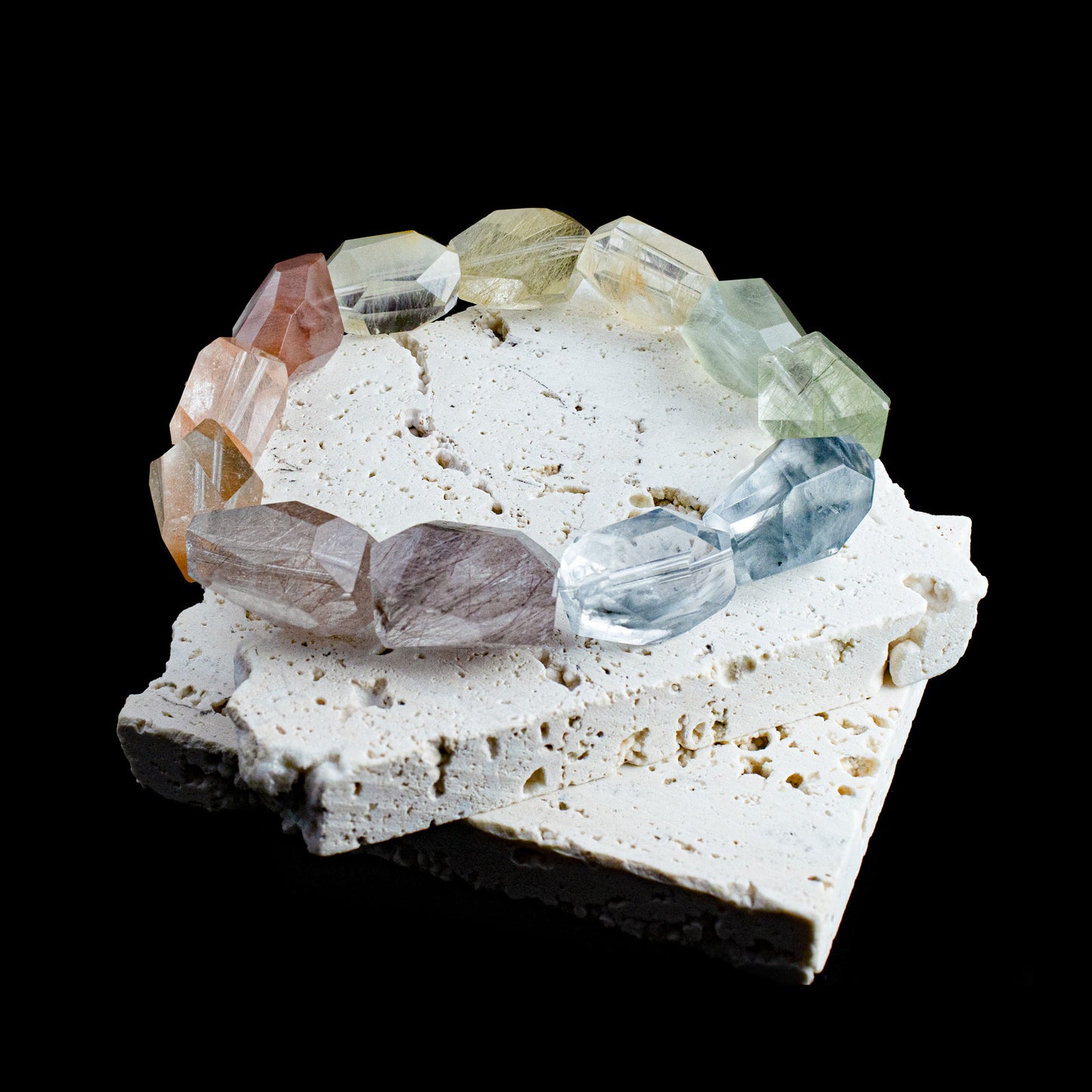 Auralyn Custom — “Neon Love” Multicolor Rabbit-Hair Rutilated Quartz Bracelet | 12–13mm Raw-Faceted Rainbow Beads | Handmade Energy Jewelry for Joy, Clarity & Confidence