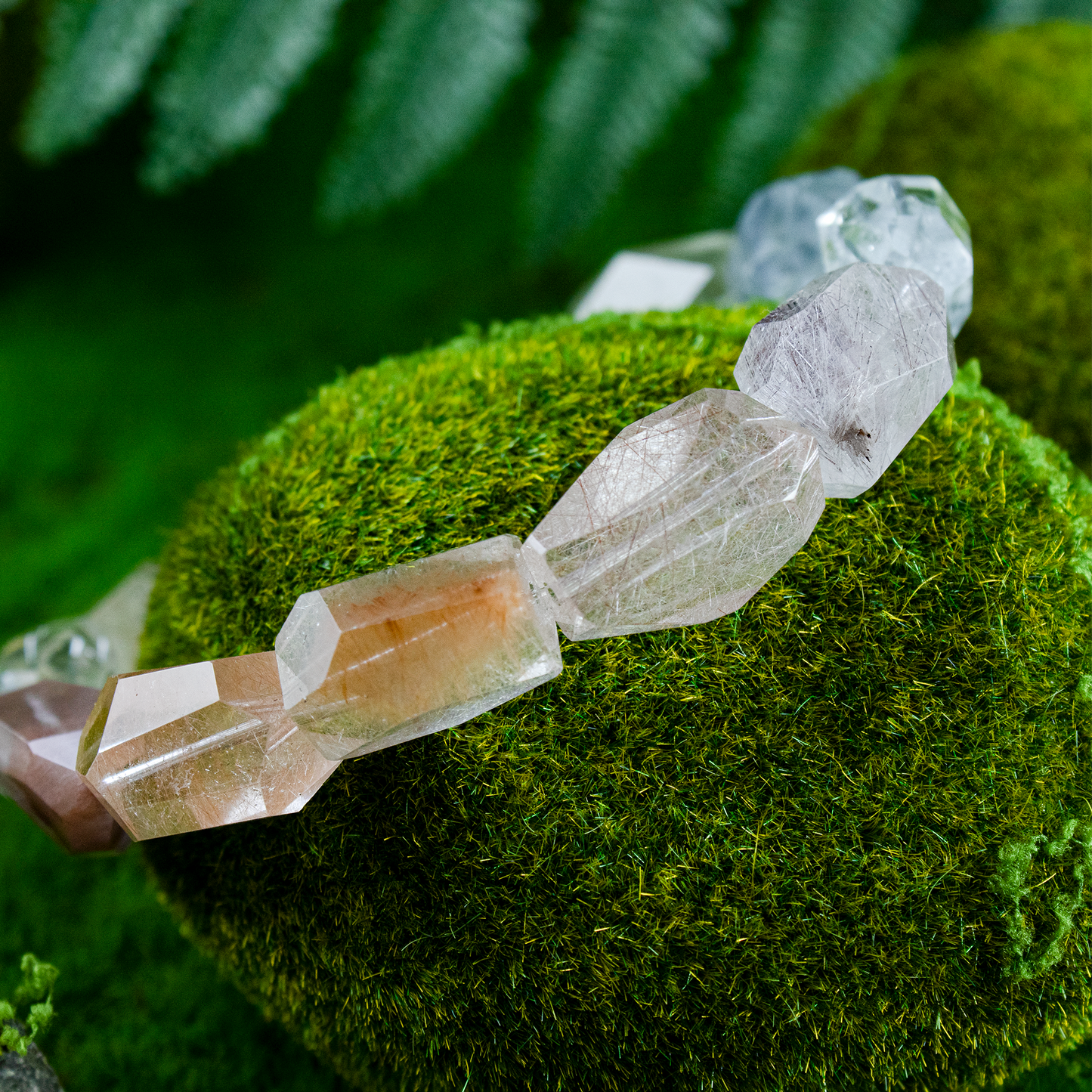 Auralyn Custom — “Neon Love” Multicolor Rabbit-Hair Rutilated Quartz Bracelet | 12–13mm Raw-Faceted Rainbow Beads | Handmade Energy Jewelry for Joy, Clarity & Confidence
