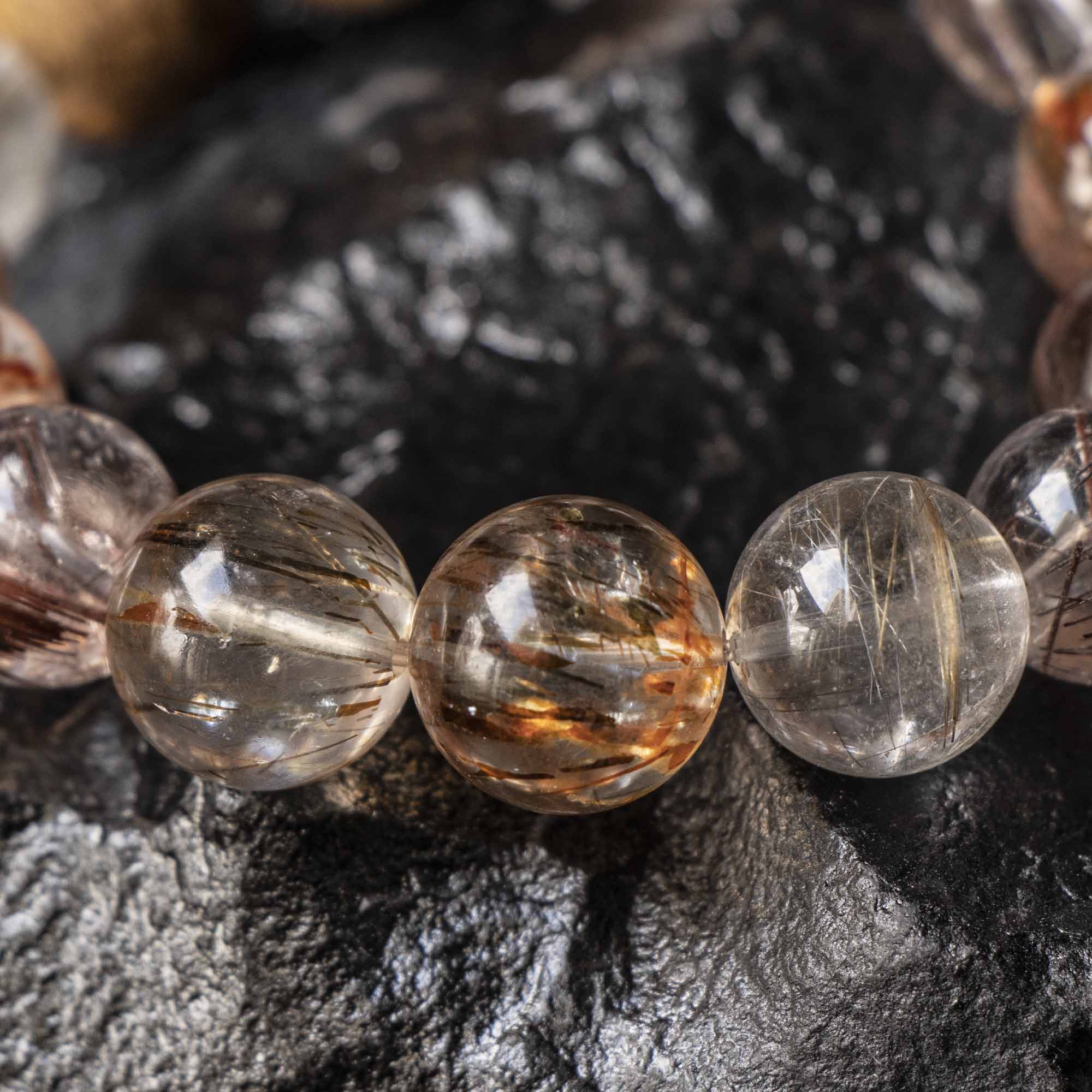 Auralyn Life Rhythm Blooming Flame Crystal Bracelet, 13–14mm Flower Agate, Red & Silver Rutilated Quartz with Natural Agarwood Bead (Subtle Aroma), Handmade Energy Jewelry for Love, Confidence & Grounding