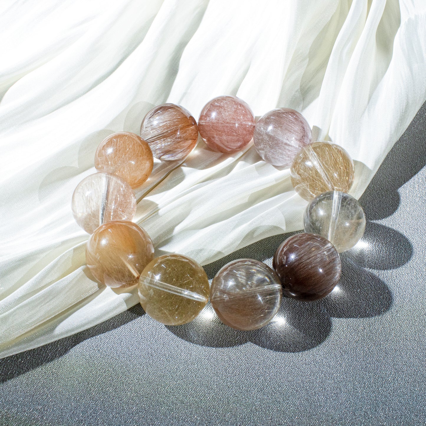 Auralyn Custom — “Solar Veil” Madagascar Hair Quartz Bracelet | 18–19mm Radiant Golden Threads Crystal Beads | Luxury Handmade Energy Jewelry for Brilliance, Confidence & Gifting