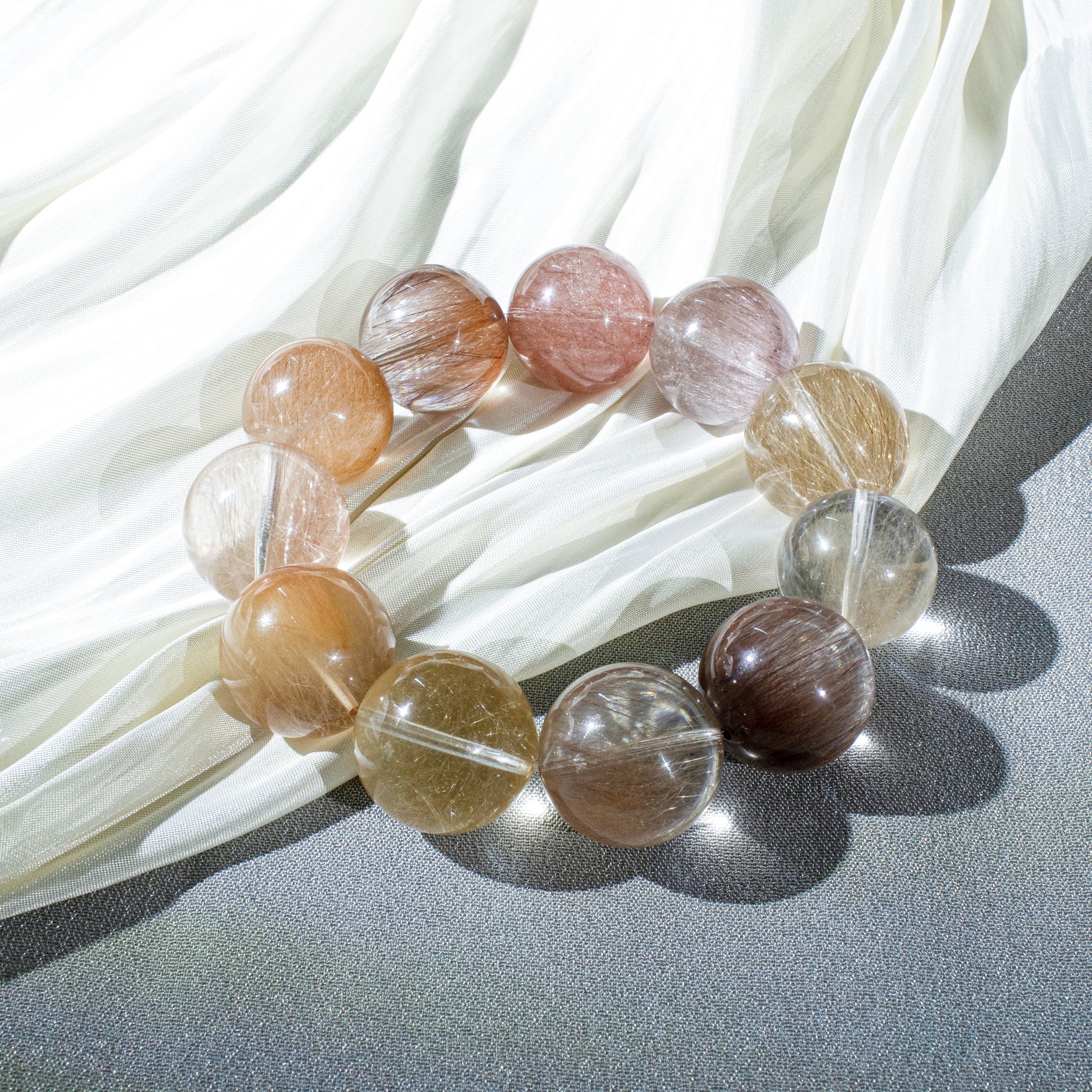 Solar Veil Bracelet – Madagascar Hair Quartz 18–19mm | Radiant Golden Threads Crystal | Luxury Handmade Gift