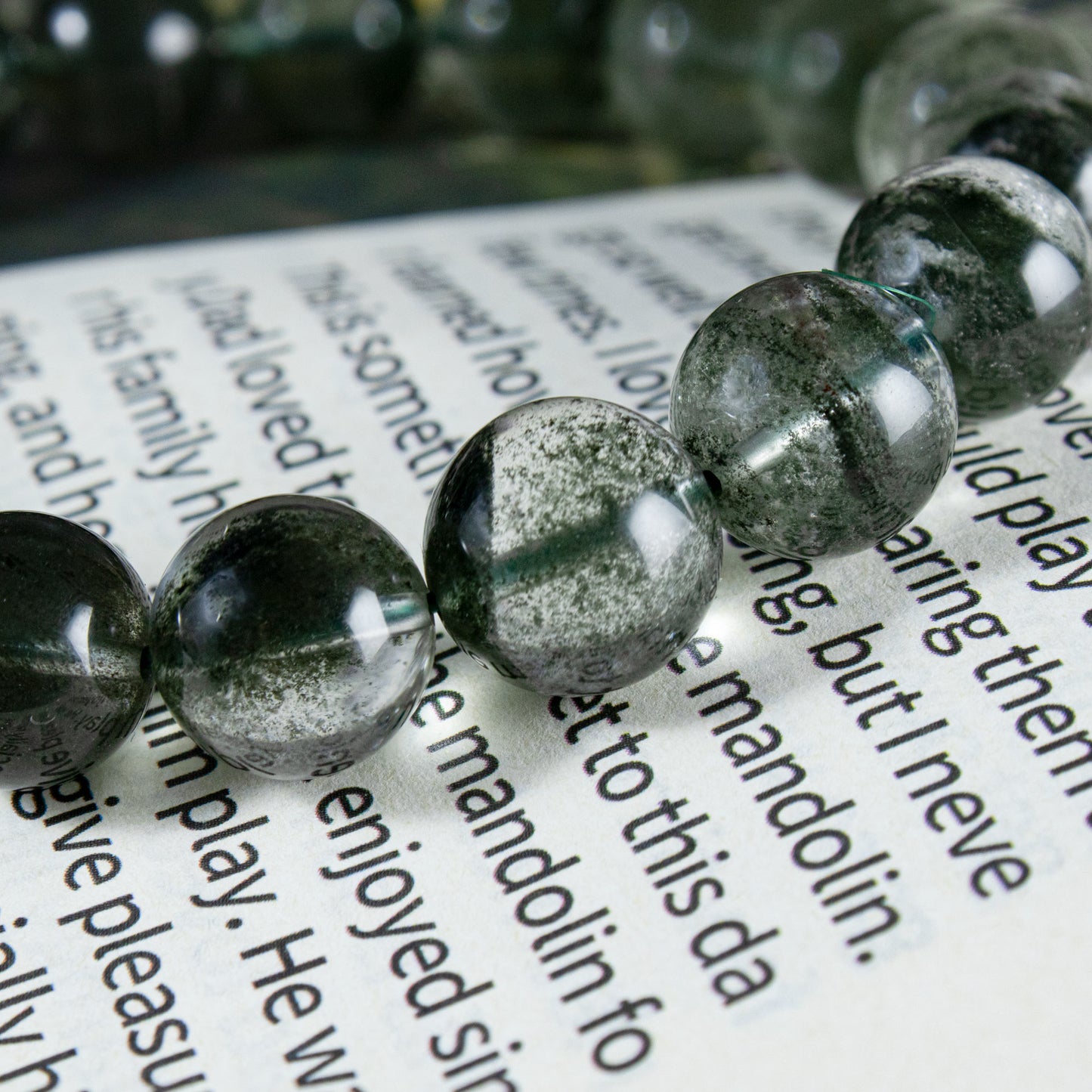 Auralyn Custom Green Phantom Quartz Bracelet, 13–14mm Natural Garden/Phantom Quartz Beads, Handmade Energy Jewelry for Renewal, Clarity & Grounding — Ships in 15 Days