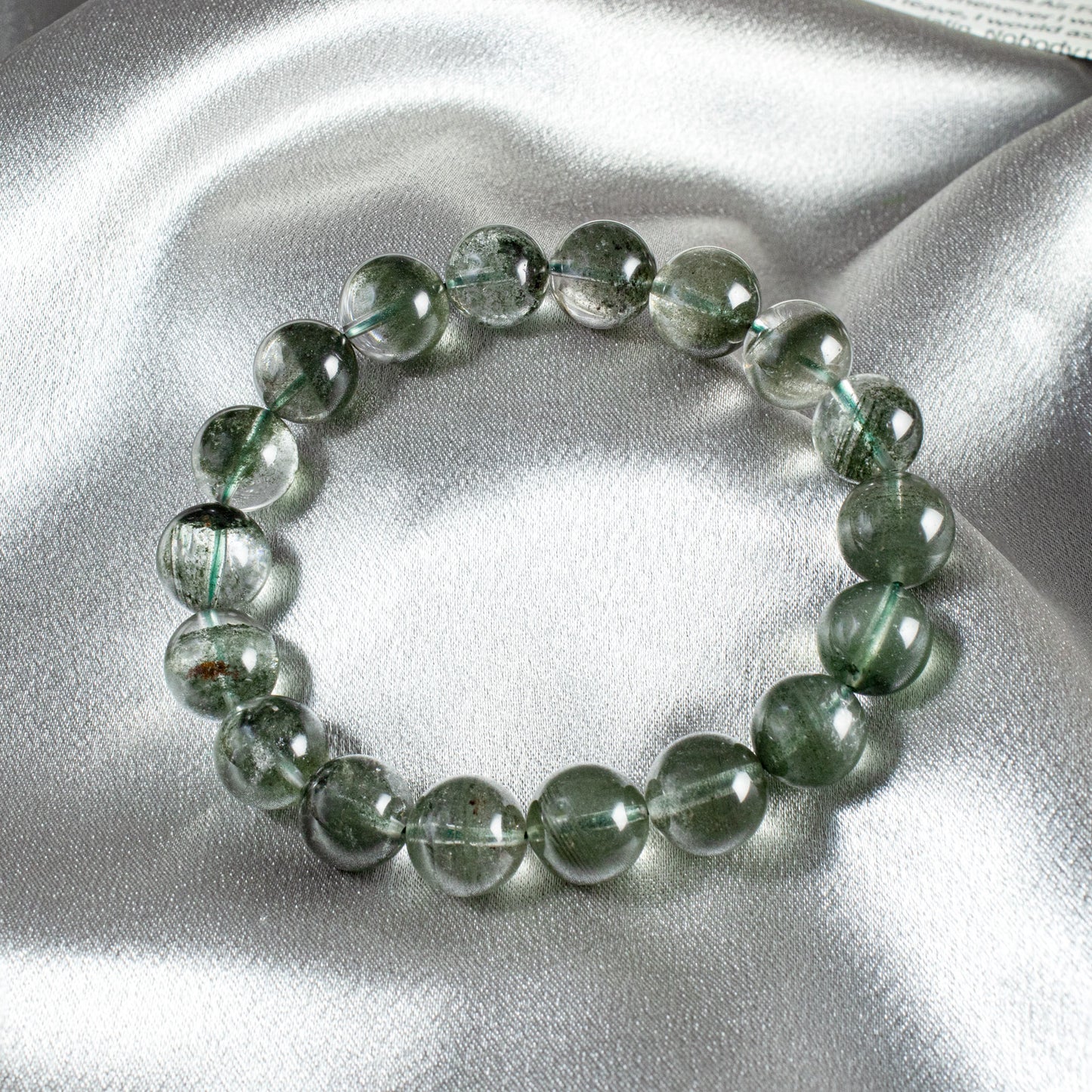 Auralyn Custom Green Phantom Quartz Bracelet, 13–14mm Natural Garden/Phantom Quartz Beads, Handmade Energy Jewelry for Renewal, Clarity & Grounding — Ships in 15 Days