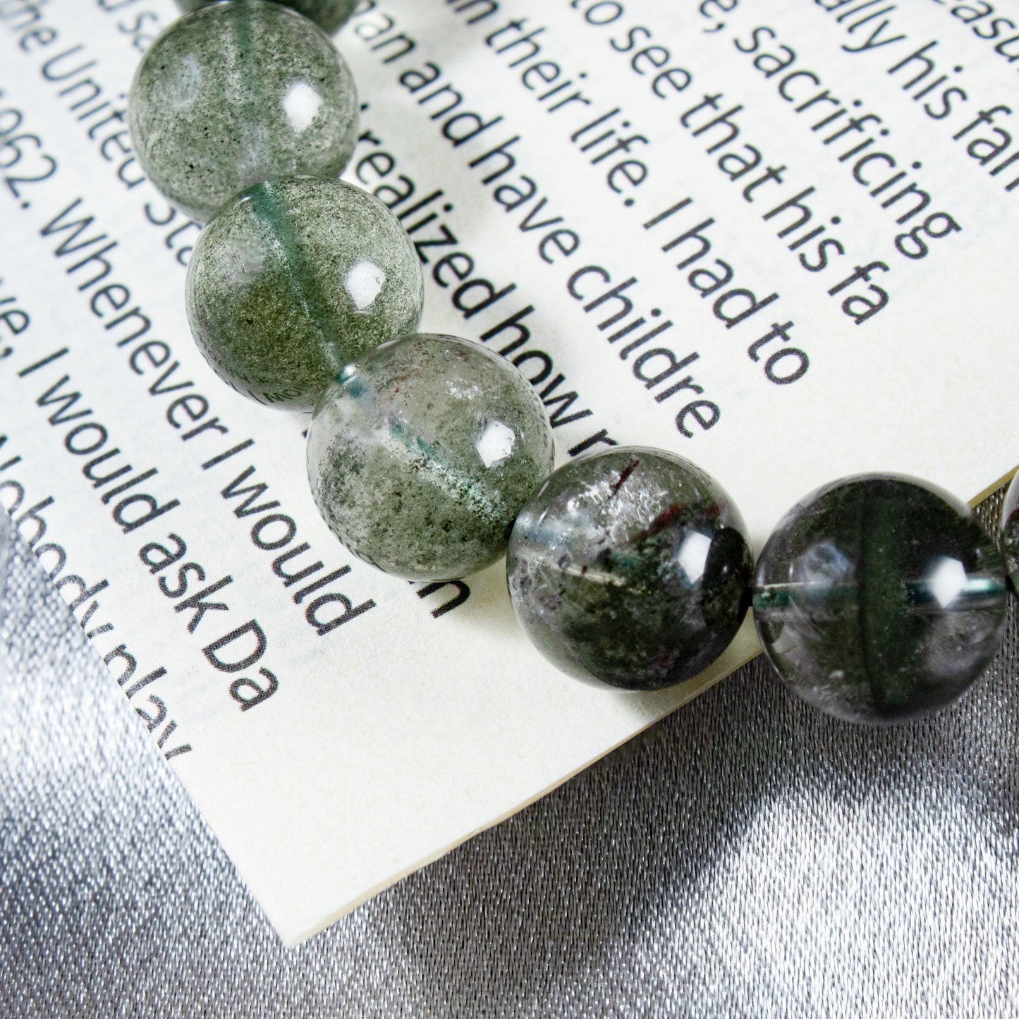 Auralyn Custom Green Phantom Quartz Bracelet, 13–14mm Natural Garden/Phantom Quartz Beads, Handmade Energy Jewelry for Renewal, Clarity & Grounding — Ships in 15 Days