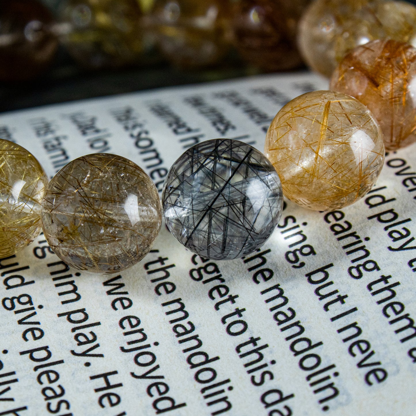 Auralyn Custom Multicolor Rutilated Quartz Bracelet, 13–14mm Natural Rutile Crystal Beads, Handmade Energy Jewelry for Clarity, Confidence & Prosperity