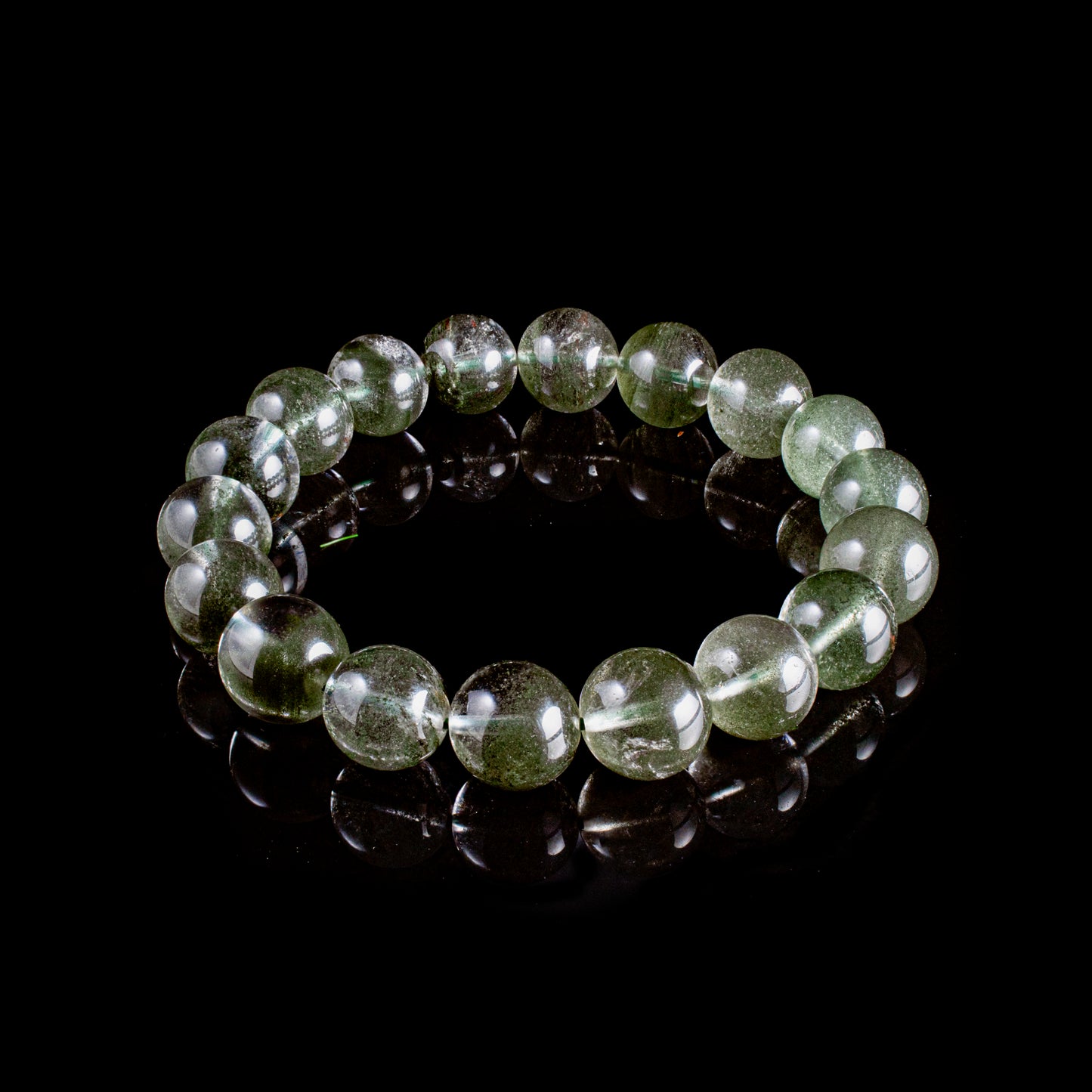 Auralyn Custom Green Phantom Quartz Bracelet, 13–14mm Natural Garden/Phantom Quartz Beads, Handmade Energy Jewelry for Renewal, Clarity & Grounding — Ships in 15 Days