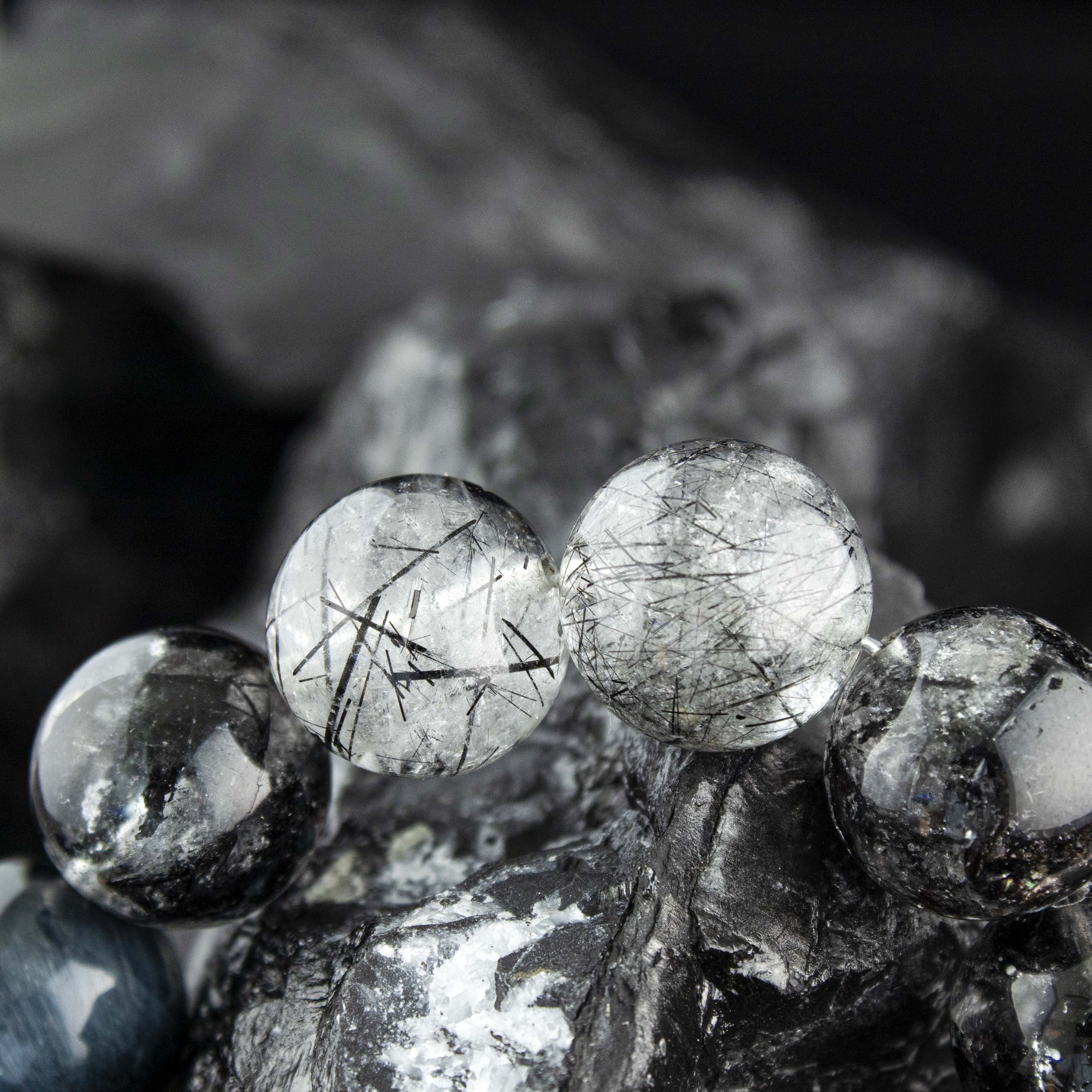 Abyssal Meridian Bracelet – Blue Tiger’s Eye, Black Rutilated, Sparkle Quartz & Gray Moonstone | 13–14mm Handmade Gift