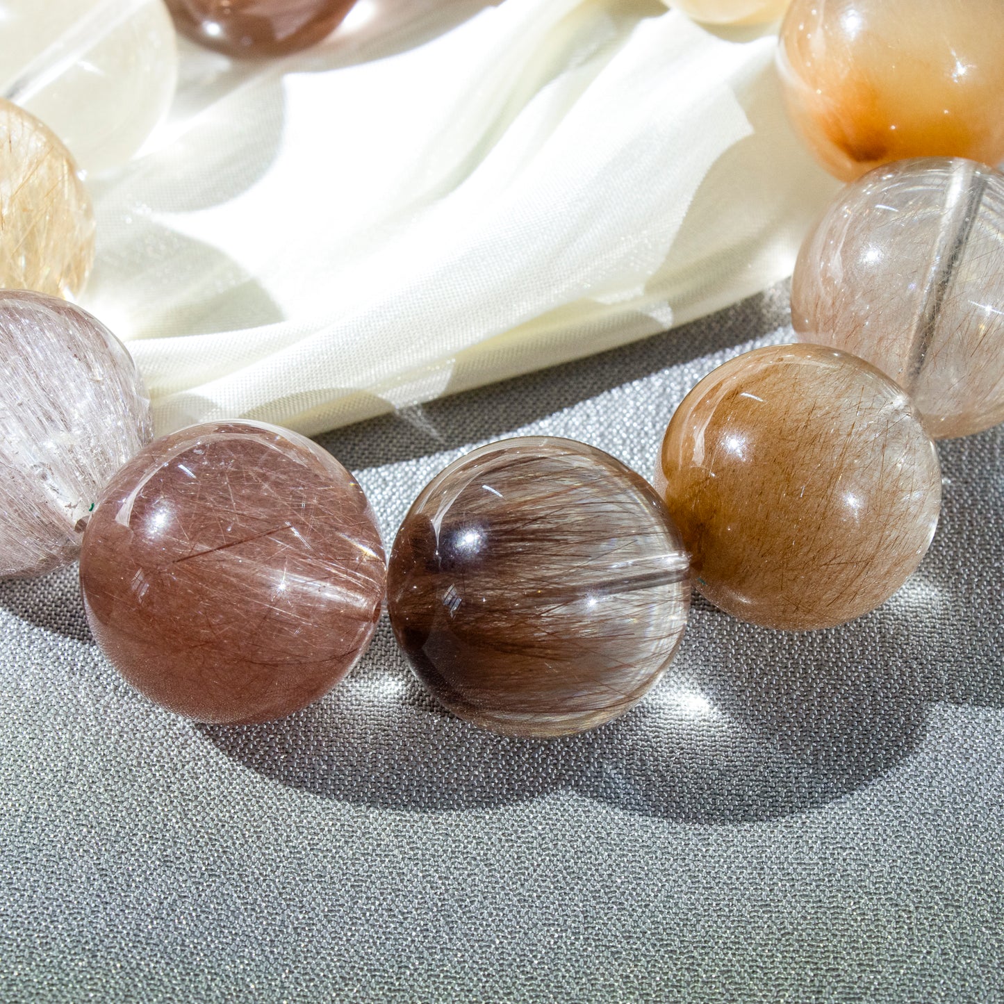 Auralyn Custom — “Solar Veil” Madagascar Hair Quartz Bracelet | 18–19mm Radiant Golden Threads Crystal Beads | Luxury Handmade Energy Jewelry for Brilliance, Confidence & Gifting
