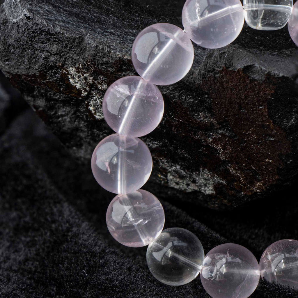 Auralyn Tarot The Lovers Rose Quartz Crystal Bracelet, 13mm Rose Quartz with 12mm Clear Quartz & 2 Irregular “Sugar Cube” Clear Quartz, Pink Agate Runner Ring, Handmade Energy Jewelry for Love & Self-Care