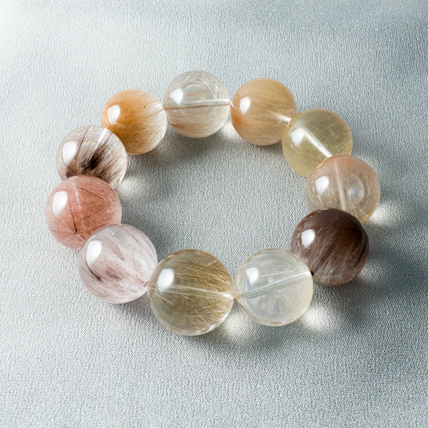 Auralyn Custom — “Solar Veil” Madagascar Hair Quartz Bracelet | 18–19mm Radiant Golden Threads Crystal Beads | Luxury Handmade Energy Jewelry for Brilliance, Confidence & Gifting