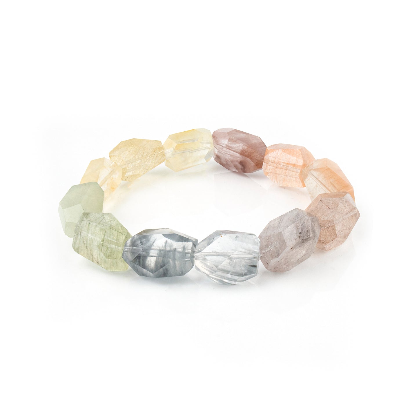 Auralyn Custom — “Neon Love” Multicolor Rabbit-Hair Rutilated Quartz Bracelet | 12–13mm Raw-Faceted Rainbow Beads | Handmade Energy Jewelry for Joy, Clarity & Confidence