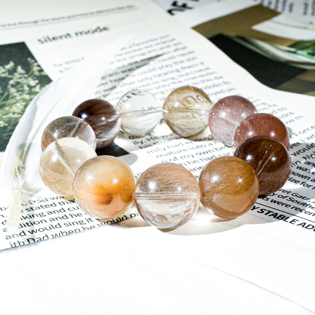 Solar Veil Bracelet – Madagascar Hair Quartz 18–19mm | Radiant Golden Threads Crystal | Luxury Handmade Gift