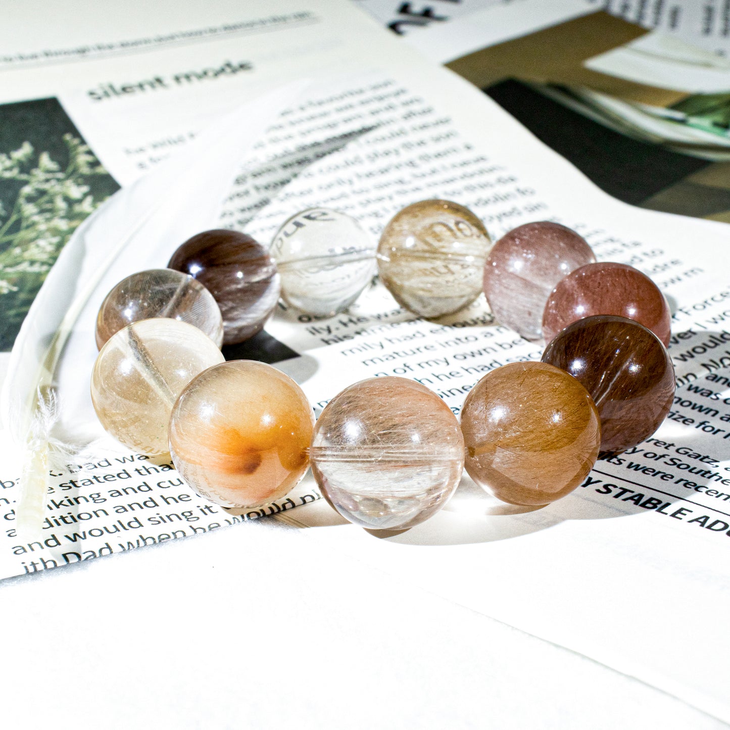 Auralyn Custom — “Solar Veil” Madagascar Hair Quartz Bracelet | 18–19mm Radiant Golden Threads Crystal Beads | Luxury Handmade Energy Jewelry for Brilliance, Confidence & Gifting