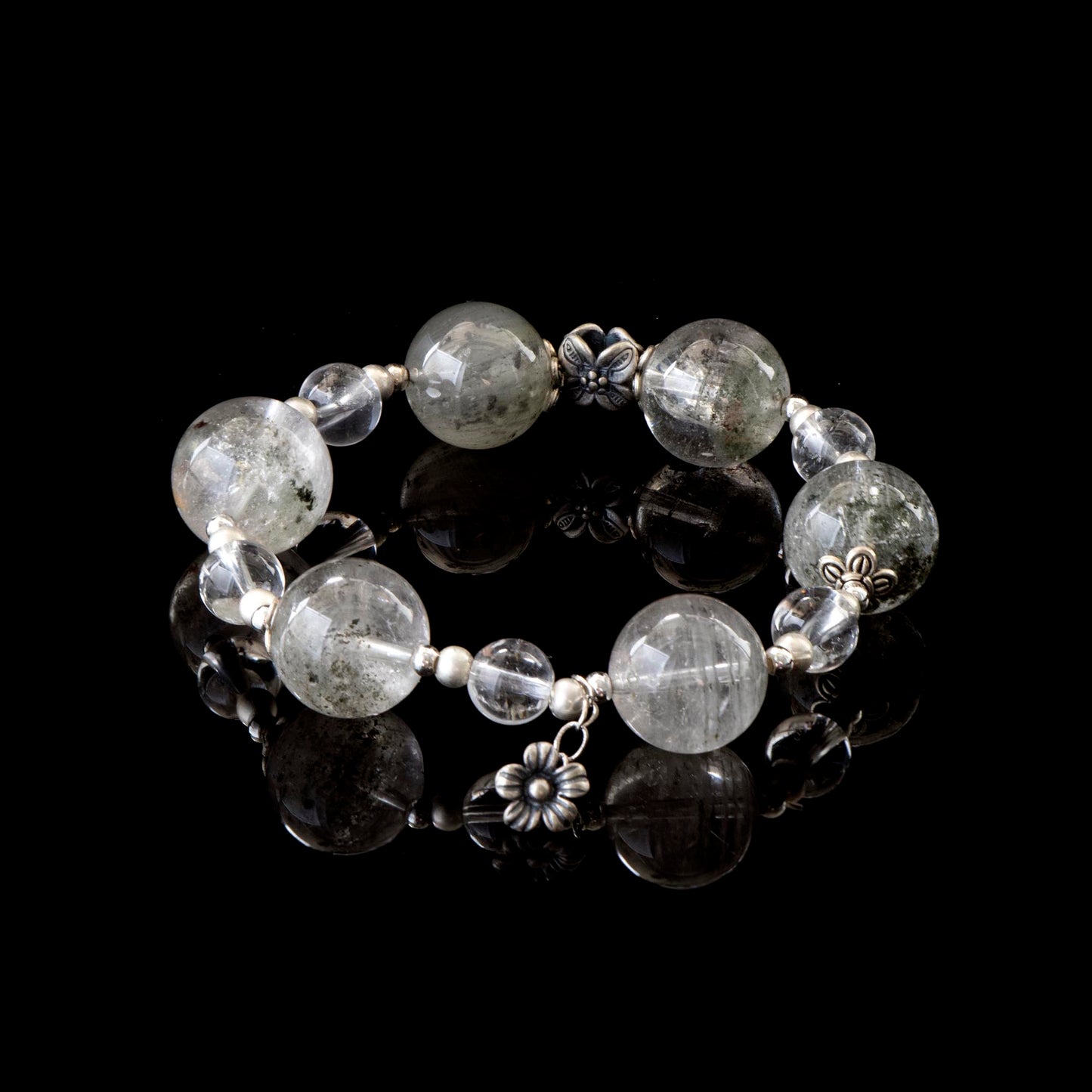 Green Ghost Silver Large Grain Bracelet