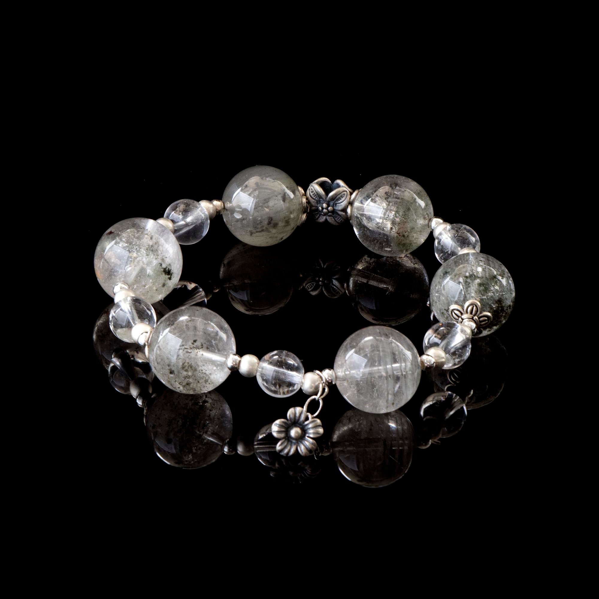 Green Ghost Silver Large Grain Bracelet