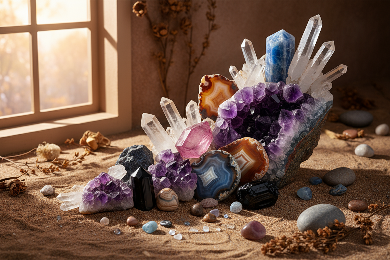 生成一张水晶矿石海报图，不需要文字，要真实自然