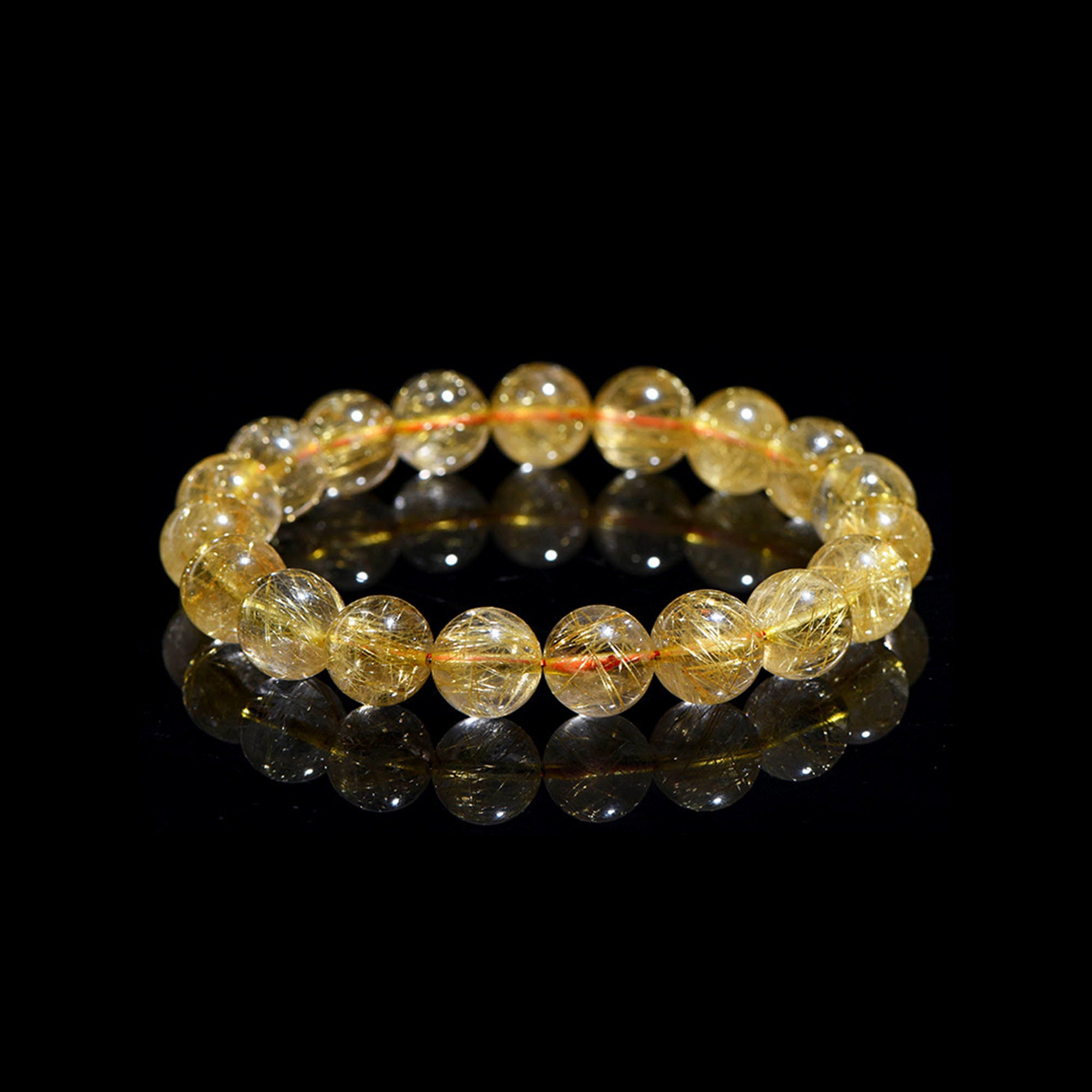 Auralyn Pure Golden Rutile Crystal Bracelet, 11–12mm Natural Golden Rutilated Quartz Beads, Minimal Elegant Design, Handmade Energy Jewelry for Wealth, Confidence & Protection