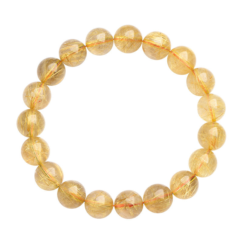 Auralyn Pure Golden Rutile Crystal Bracelet, 11–12mm Natural Golden Rutilated Quartz Beads, Minimal Elegant Design, Handmade Energy Jewelry for Wealth, Confidence & Protection