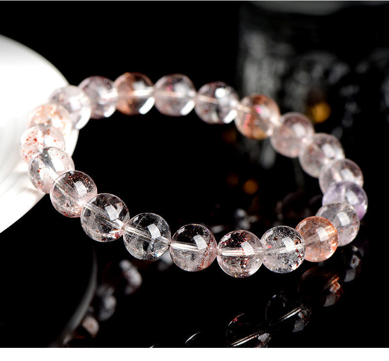 Auralyn Pure Super Seven “Treasure Bowl” Crystal Bracelet, 11–12mm Natural Multi-Mineral Melody Stone Beads, Minimal Elegant Design, Handmade Energy Jewelry for Abundance, Protection & Clarity