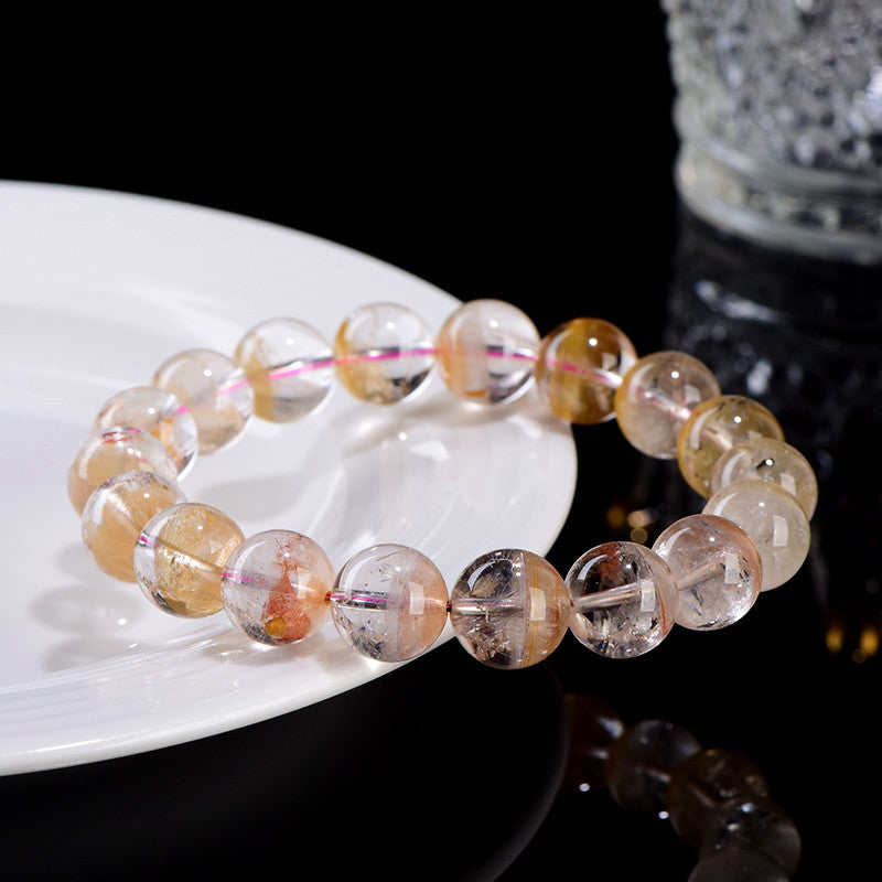 Auralyn Pure Fanta Aurora Treasure Bowl スーパーセブンクリスタルブレスレット、12～13mm天然マルチミネラルメロディストーンビーズ、ミニマルでエレガントなデザイン、豊かさ、透明感、そして保護をもたらすハンドメイドエネルギージュエリー