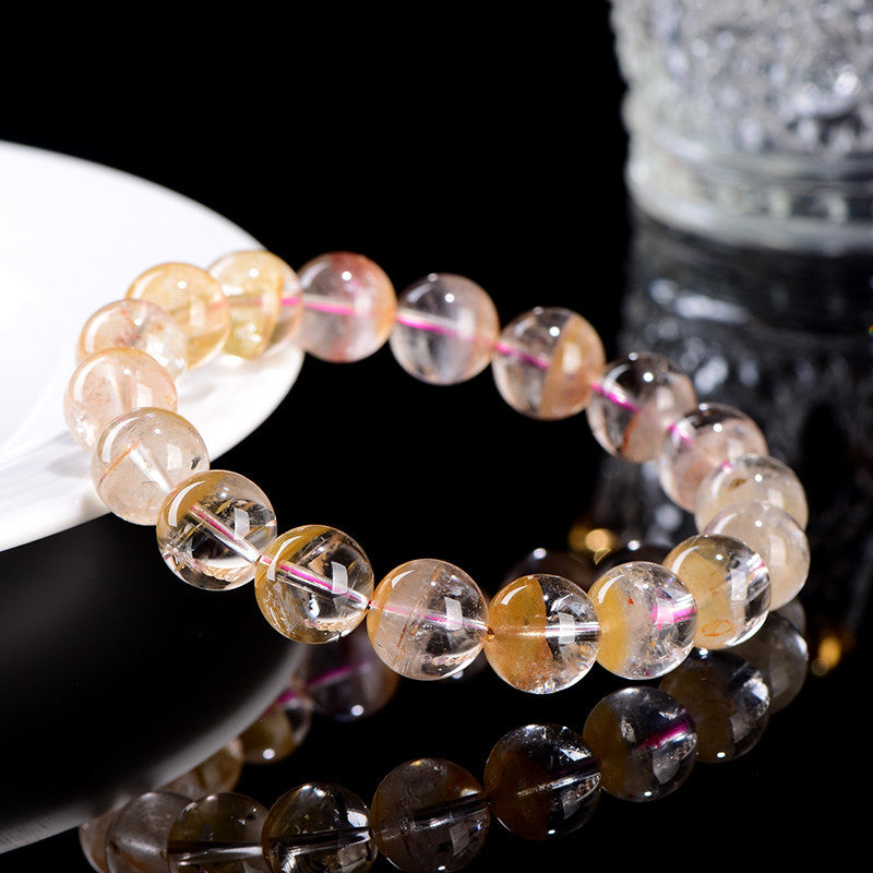 Auralyn Pure Fanta Aurora Treasure Bowl スーパーセブンクリスタルブレスレット、12～13mm天然マルチミネラルメロディストーンビーズ、ミニマルでエレガントなデザイン、豊かさ、透明感、そして保護をもたらすハンドメイドエネルギージュエリー