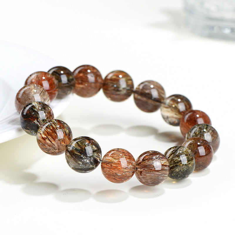 Auralyn Healing Black-Gold Super Seven Crystal Bracelet, 13–14mm Full-Body Super Seven Beads, Handmade Energy Jewelry for Protection, Focus & Deep Healing