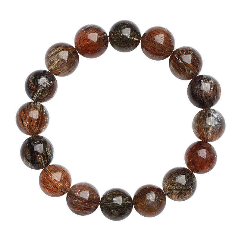 Auralyn Healing Black-Gold Super Seven Crystal Bracelet, 13–14mm Full-Body Super Seven Beads, Handmade Energy Jewelry for Protection, Focus & Deep Healing