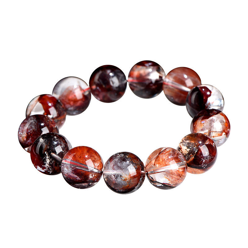 Auralyn Tarot Judgement Phoenix Bloom Red Flower Quartz Crystal Bracelet, 13–14mm Blood-Phoenix Beads, Handmade Energy Jewelry for Rebirth, Courage, Passion & Good Fortune