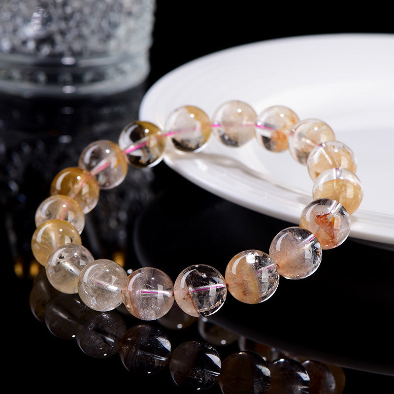 Auralyn Pure Fanta Aurora Treasure Bowl Super Seven Crystal Bracelet, 12–13mm Natural Multi-Mineral Melody Stone Beads, Minimal Elegant Design, Handmade Energy Jewelry for Abundance, Clarity & Protection