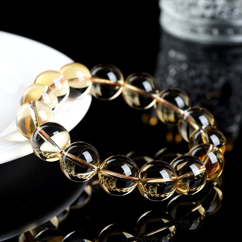Auralyn Tarot The Sun Citrine Crystal Bracelet, 13–14mm Natural Citrine Beads, Handmade Energy Jewelry for Abundance, Confidence & Joy