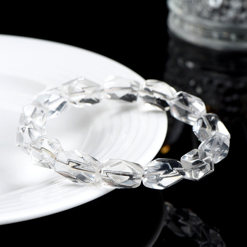 Auralyn Tarot The Fool Clear Quartz Tube Crystal Bracelet,12mm-14mm, Natural Irregular Cylinder Beads, Handmade Energy Jewelry for New Beginnings, Clarity & Intention Setting