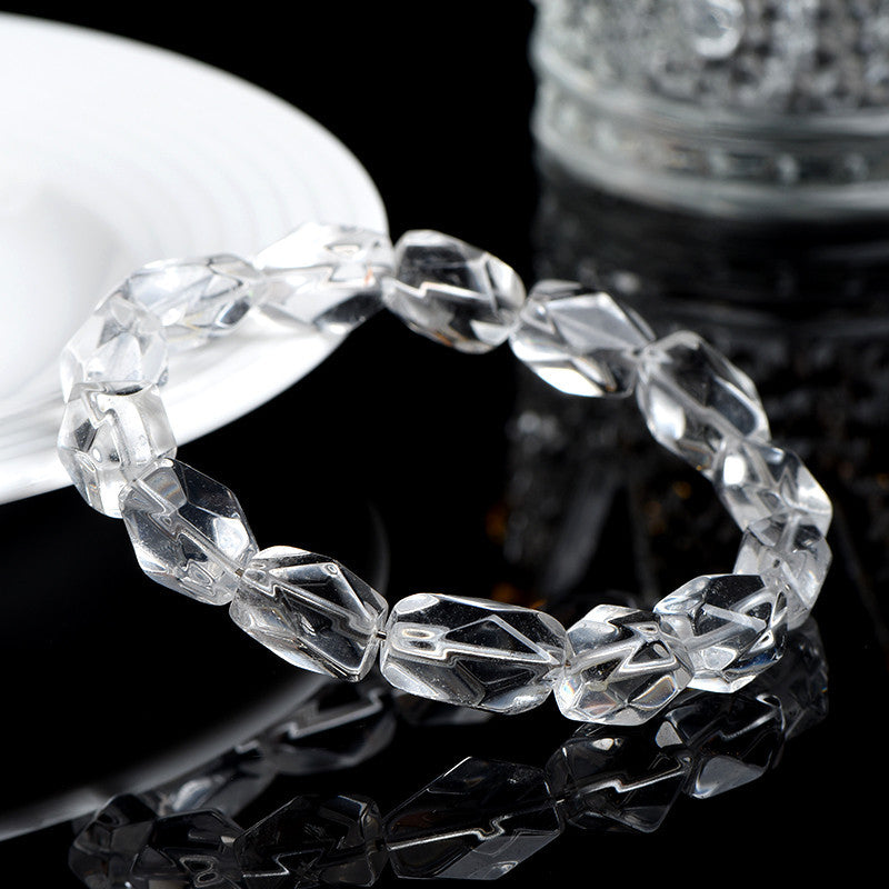 Auralyn Tarot The Fool Clear Quartz Tube Crystal Bracelet,12mm-14mm, Natural Irregular Cylinder Beads, Handmade Energy Jewelry for New Beginnings, Clarity & Intention Setting