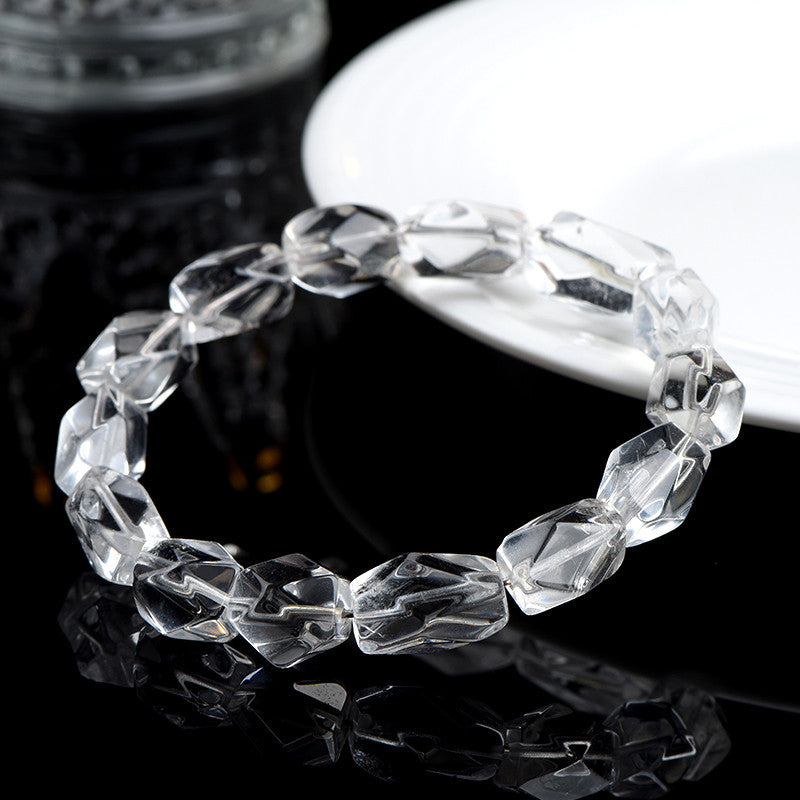 Auralyn Tarot The Fool Clear Quartz Tube Crystal Bracelet,12mm-14mm, Natural Irregular Cylinder Beads, Handmade Energy Jewelry for New Beginnings, Clarity & Intention Setting