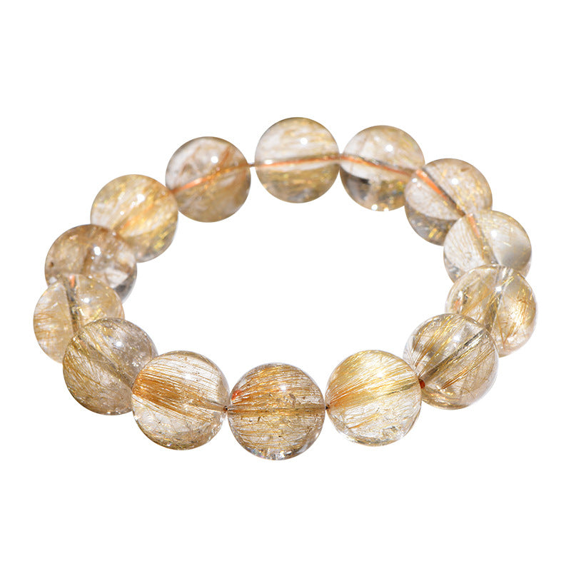 Auralyn Healing Venus Copper Rutilated Quartz Crystal Bracelet, 13–14mm Natural Golden/Copper Rutile Beads, Handmade Energy Jewelry for Attraction, Confidence, Abundance & Healing