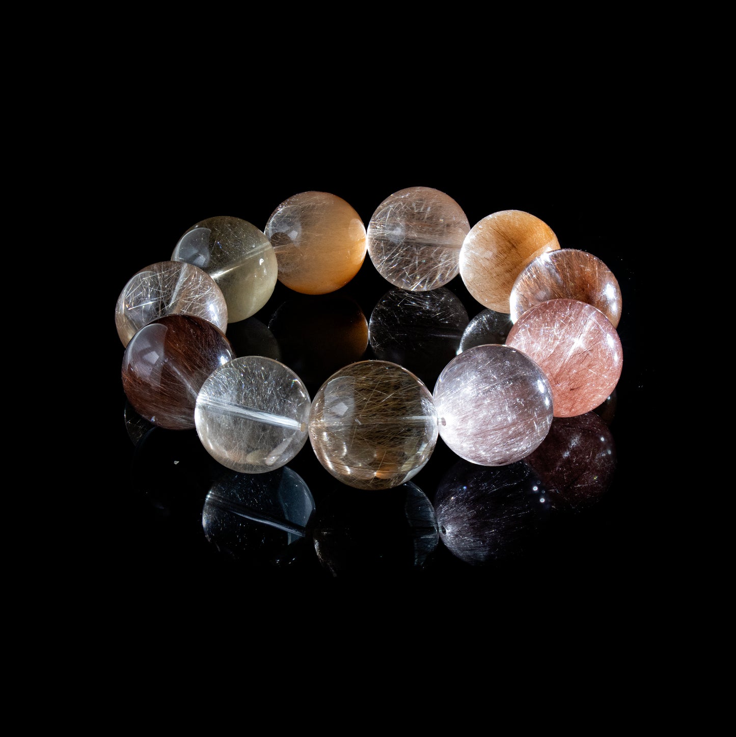 Auralyn Custom — “Solar Veil” Madagascar Hair Quartz Bracelet | 18–19mm Radiant Golden Threads Crystal Beads | Luxury Handmade Energy Jewelry for Brilliance, Confidence & Gifting