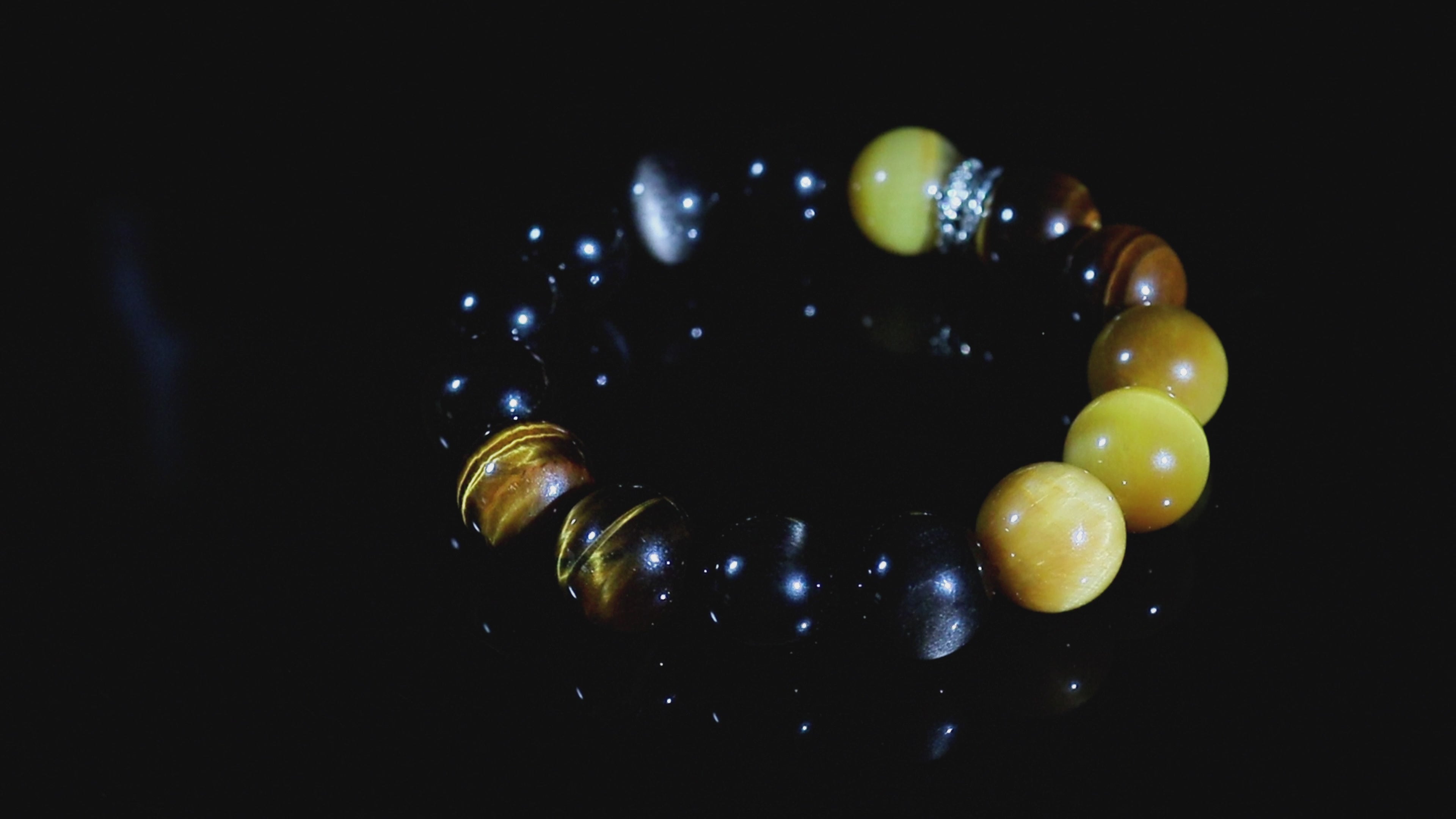 Celestial Guardian Bracelet – Tiger’s Eye & Silver Obsidian with Tibetan Silver Rings | Protective Energy Gift